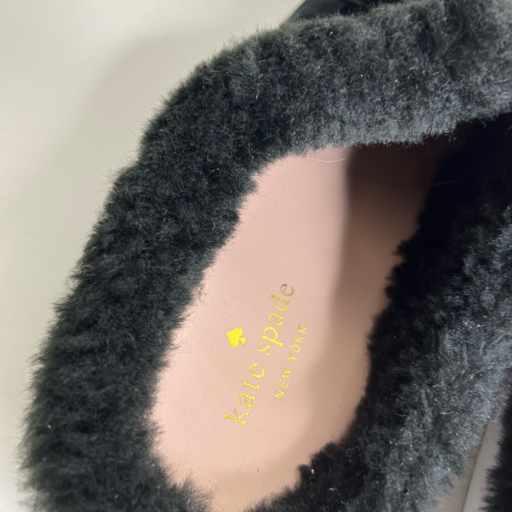 KATE SPADE Black Suede Shearling Slides Sz‎ 10.5 - Picture 6 of 8